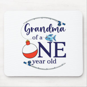 Grandma Of The Big One Fishing Boy First Birthday Mouse Mat