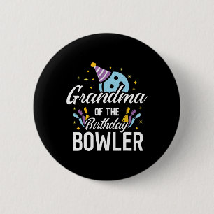 Grandma Of The Birthday Bowler Bowling Party Match 6 Cm Round Badge