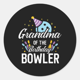 Grandma Of The Birthday Bowler Bowling Party Match Classic Round Sticker