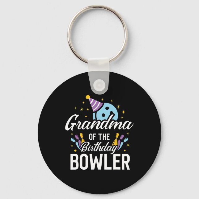 Grandma Of The Birthday Bowler Bowling Party Match Key Ring (Front)