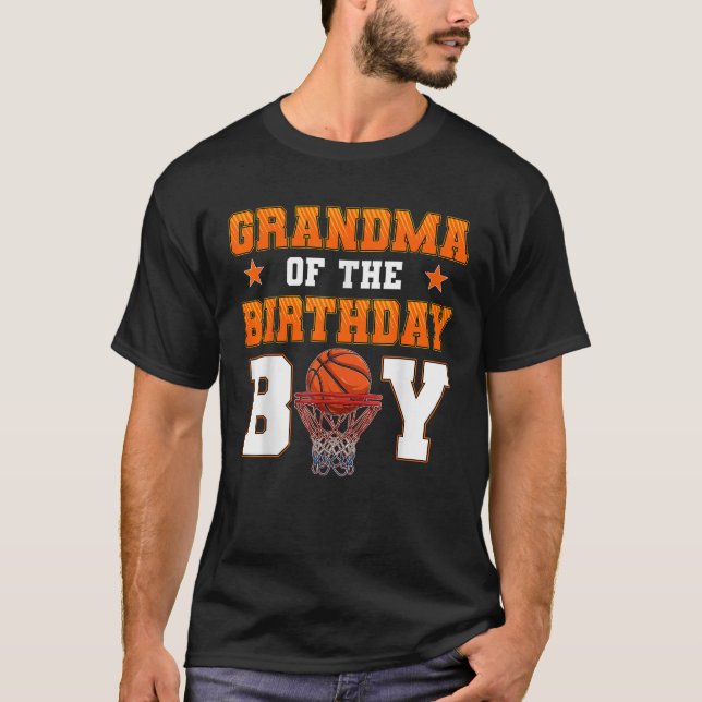 Grandma Of The Birthday Boy Basketball Party Famil T-Shirt (Front)