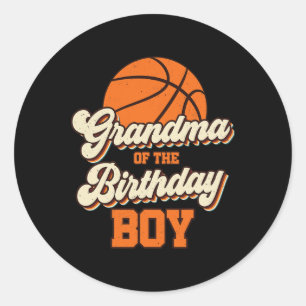 Grandma Of The Birthday Boy Bysketbyll Mama Nana F Classic Round Sticker