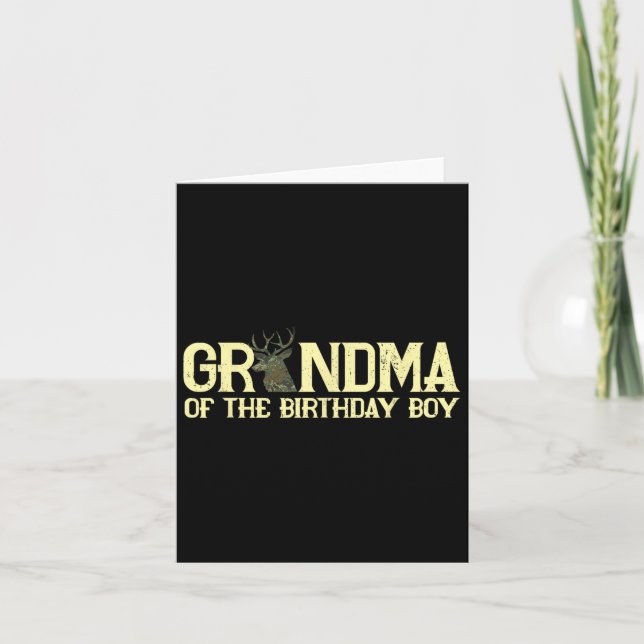 Grandma Of The Birthday Boy Deer Hunter Camouflage Card (Front)