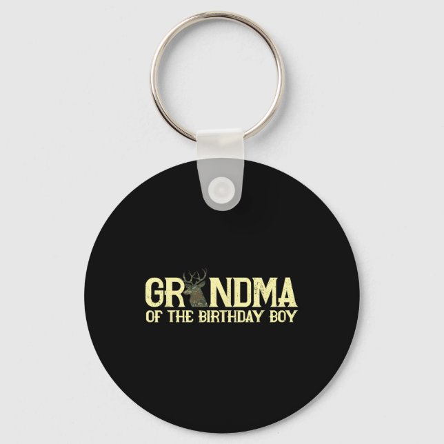Grandma Of The Birthday Boy Deer Hunter Camouflage Key Ring (Front)