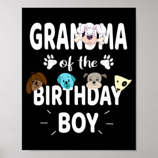 Grandma of the birthday boy dog lover party puppy poster