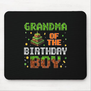 Grandma Of The Birthday Boy Family Pixel Birthday  Mouse Mat