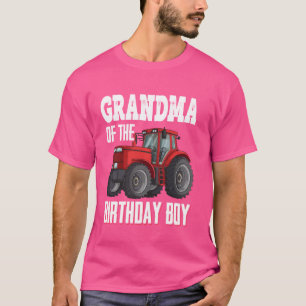 Grandma Of The Birthday Boy Family Tractors Farm T T-Shirt