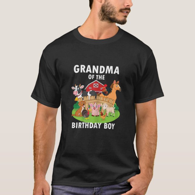 Grandma Of The Birthday Boy Farm Animals Matching  T-Shirt (Front)