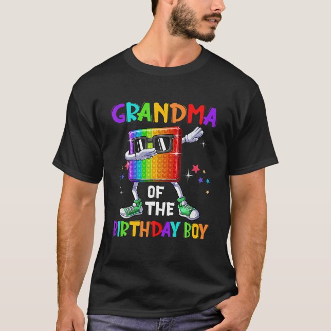 Grandma Of The Birthday Boy Fidget Toy Pop It Birt T-Shirt (Front)