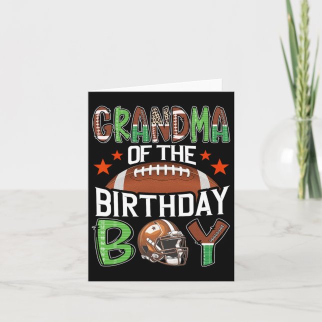 Grandma Of The Birthday Boy Game Day Football  Card (Front)