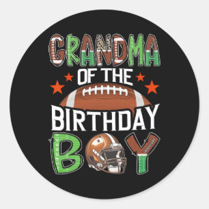 Grandma Of The Birthday Boy Game Day Football Classic Round Sticker