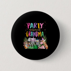 Grandma Of The Birthday Boy Girl Zoo Theme Animal 6 Cm Round Badge