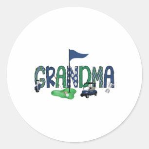Grandma Of The Birthday Boy Hole In One Golf Sport Classic Round Sticker