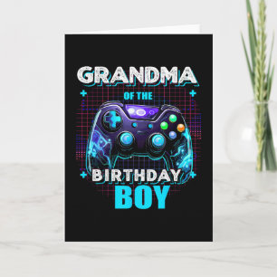 Grandma Of The Birthday Boy Matching Family Video Card