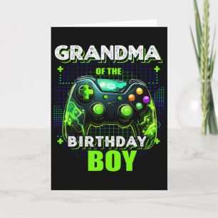 Grandma Of The Birthday Boy Matching Family Video Card