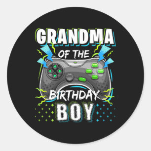 Grandma Of The Birthday Boy Matching Video Game Bi Classic Round Sticker