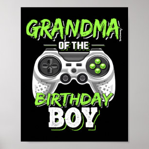 Grandma Of The Birthday Boy Matching Video Game Bi Poster