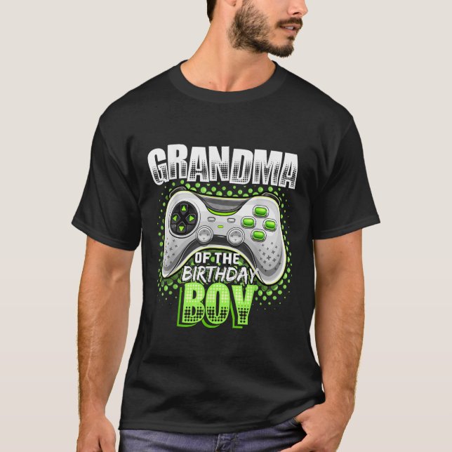 Grandma of the Birthday Boy Matching Video Game Bi T-Shirt (Front)