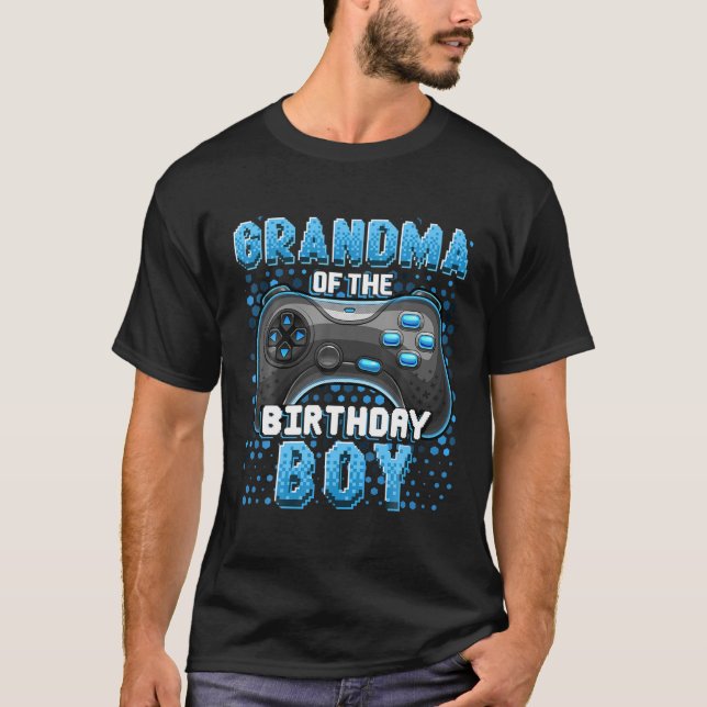Grandma Of The Birthday Boy Matching Video Game Bi T-Shirt (Front)
