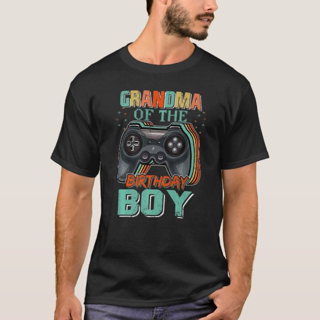 Grandma Of The Birthday Boy Matching Video Game Bi T-Shirt (Front)