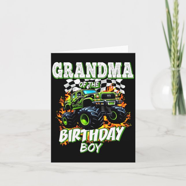 Grandma Of The Birthday Boy Monster Truck Birthday Card (Front)