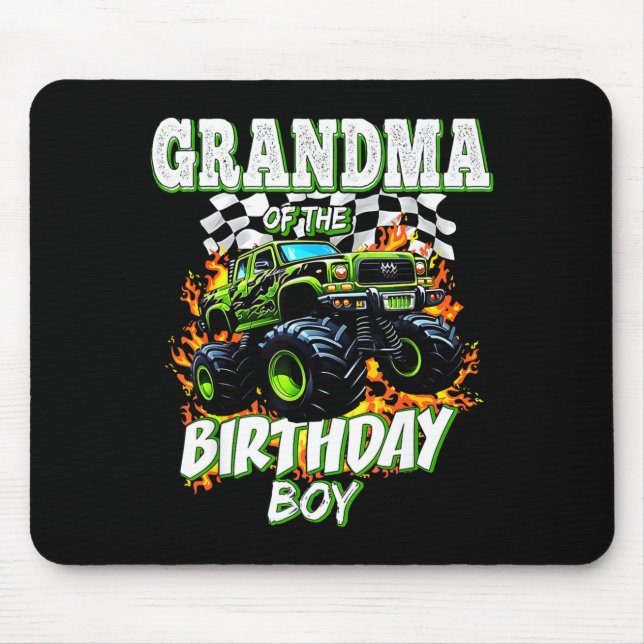 Grandma Of The Birthday Boy Monster Truck Birthday Mouse Mat (Front)