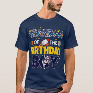Grandma of The Birthday Boy Outer Space Mummy Mam T-Shirt