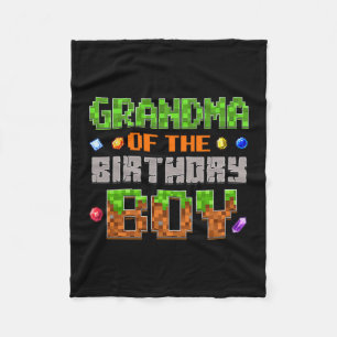 Grandma Of The Birthday Boy Party Video Gamer Pixe Fleece Blanket