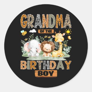 Grandma of The Birthday Boy Safari le Wild Animals Classic Round Sticker