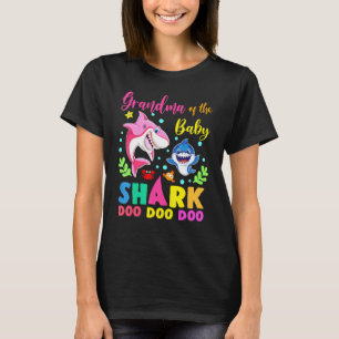 Grandma Of The Birthday Boy Shark Pink Blue Doo Do T-Shirt