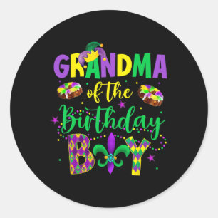 Grandma Of The Birthday Boy Shirt Mardi Gras Gigi  Classic Round Sticker