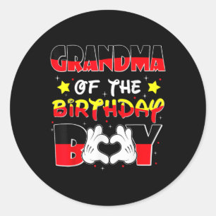 Grandma Of The Birthday Boy Shirt Matching Grandso Classic Round Sticker