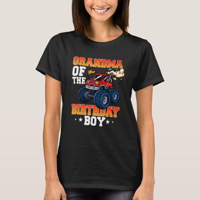 Grandma Of The Birthday Boy Theme Monster Truck T-Shirt (Front)