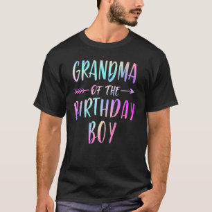 GRANDMA Of The Birthday Boy Tie Dye Colourful Bday T-Shirt