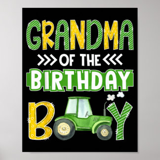 Grandma Of The Birthday Boy Tractors Farm Trucks Poster
