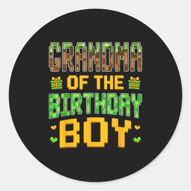 Grandma Of The Birthday Boy Video Gamer Birthday P Classic Round Sticker (Front)