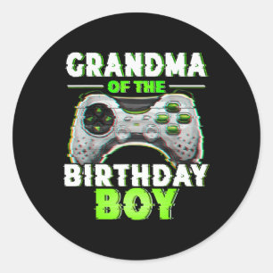 Grandma Of The Birthday Boy Video Gamer Matching F Classic Round Sticker