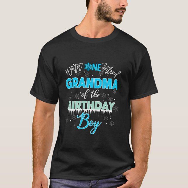 Grandma Of The Birthday Boy Winter Onederland Fami T-Shirt (Front)