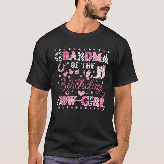 Grandma of The Birthday Cow Girl Disco Rodeo Weste T-Shirt (Front)