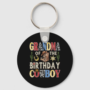 Grandma Of The Birthday Cowboy Rodeo Western Key Ring