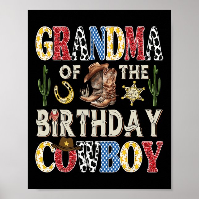 Grandma Of The Birthday Cowboy Rodeo Western  Poster (Front)