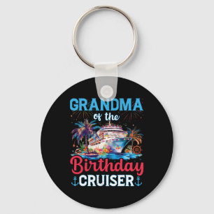 Grandma Of The Birthday Cruiser Funny Cruise Birth Key Ring