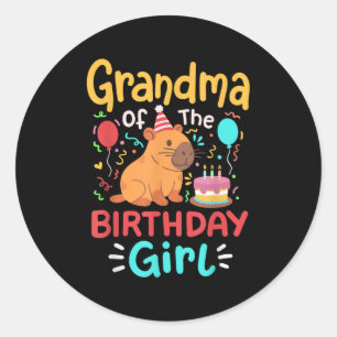 Grandma Of The Birthday Girl Capybara Bday Family  Classic Round Sticker