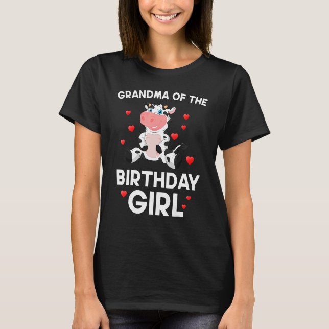 Grandma Of The Birthday Girl Cow Animal Farm B-Day T-Shirt (Front)
