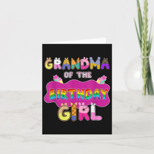 Grandma Of The Birthday Girl Family Pig Party Deco Card