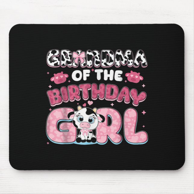 Grandma Of The Birthday Girl Farm Cow Grandma Birt Mouse Mat (Front)