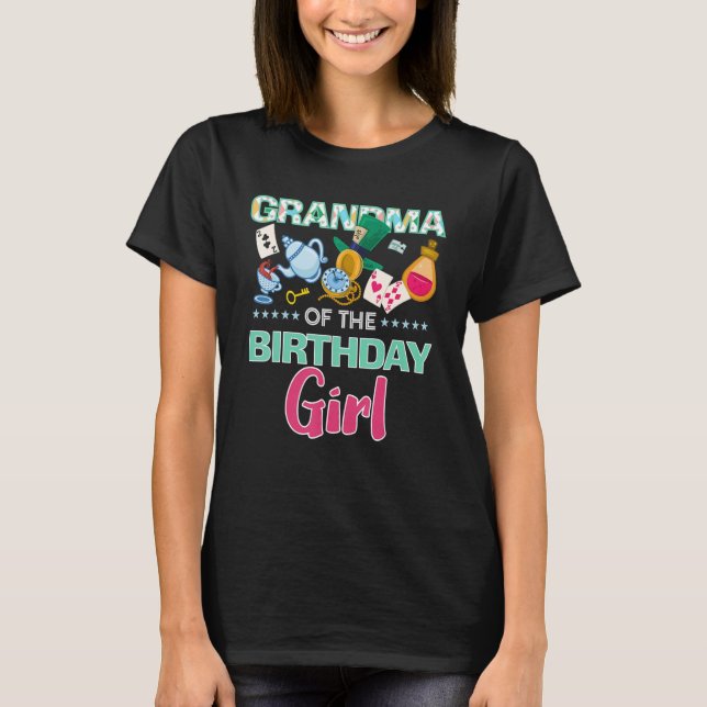 Grandma Of The Birthday Girl Onederland Pink Teal  T-Shirt (Front)