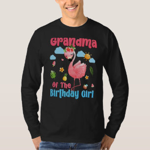 Grandma Of The Birthday Girls Tropical Flamingo Fa T-Shirt