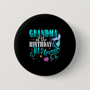 Grandma Of The Birthday Mermaid Family Matching Pa 6 Cm Round Badge