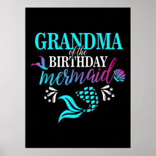 Grandma Of The Birthday Mermaid Matching Family Poster